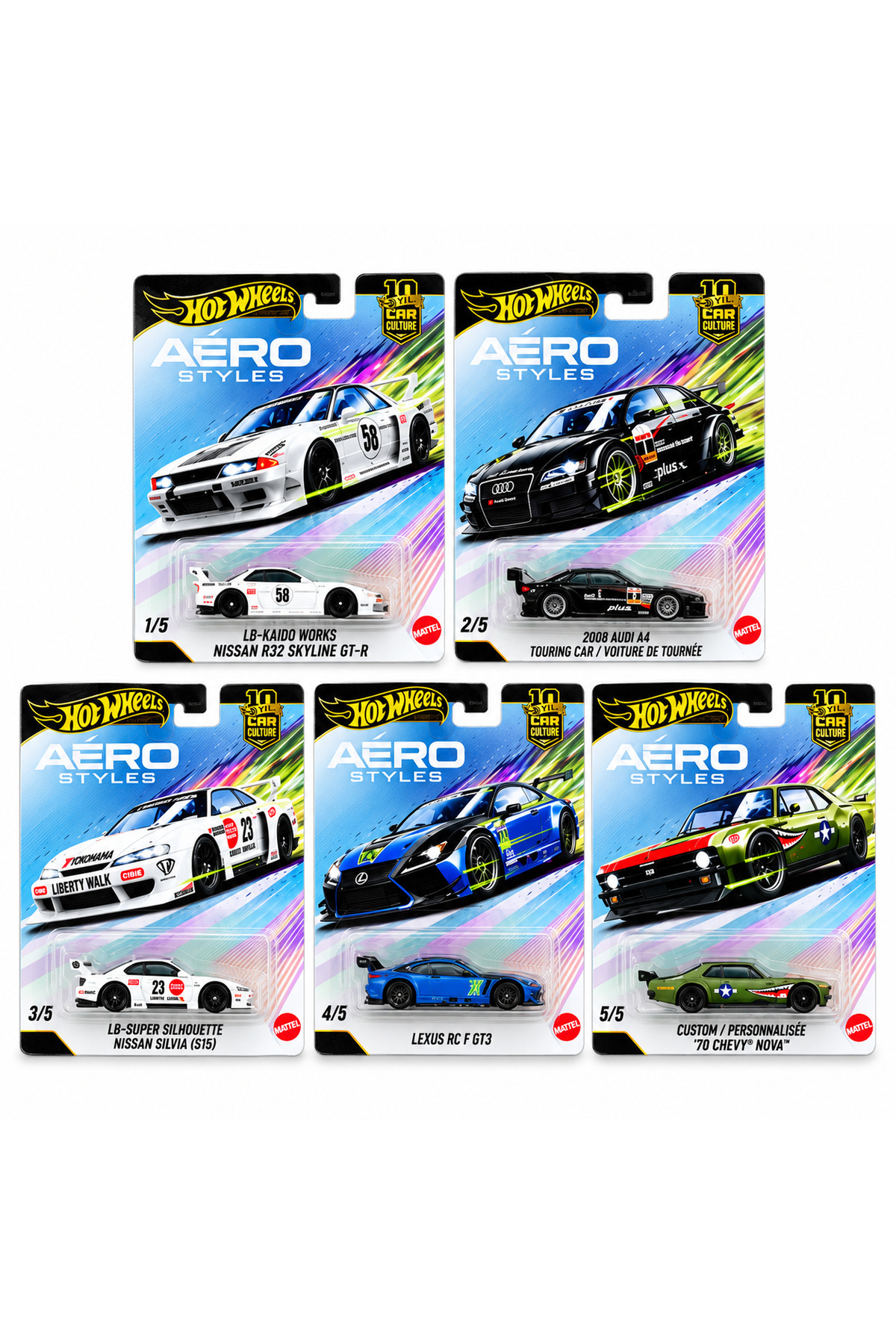 HOT WHEELS Premium Car Culture Aero Styles Set 10. Yıla Özel
