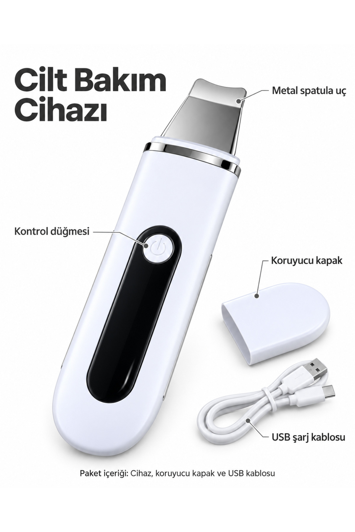 YENİ USB Şarjlı Metal Spatula Uçlu Beyaz Yüz ve Cilt Bakım Cihazı TREND — Ahb13-1 — تصویر 2 از 4