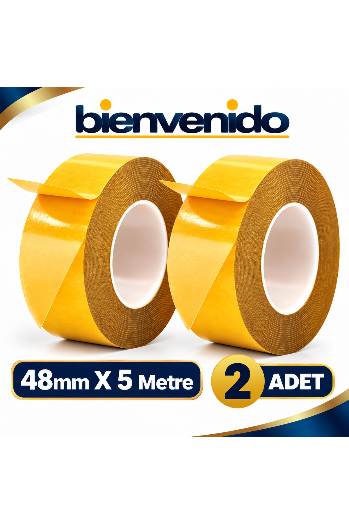Kaydırmaz Kaymaz Halı Bandı Çift Taraflı Yapıştırma Sabitleme Paspas 48 Mm X 5 Mt Bant 2 Adet HKB-48X5M-2, one size
