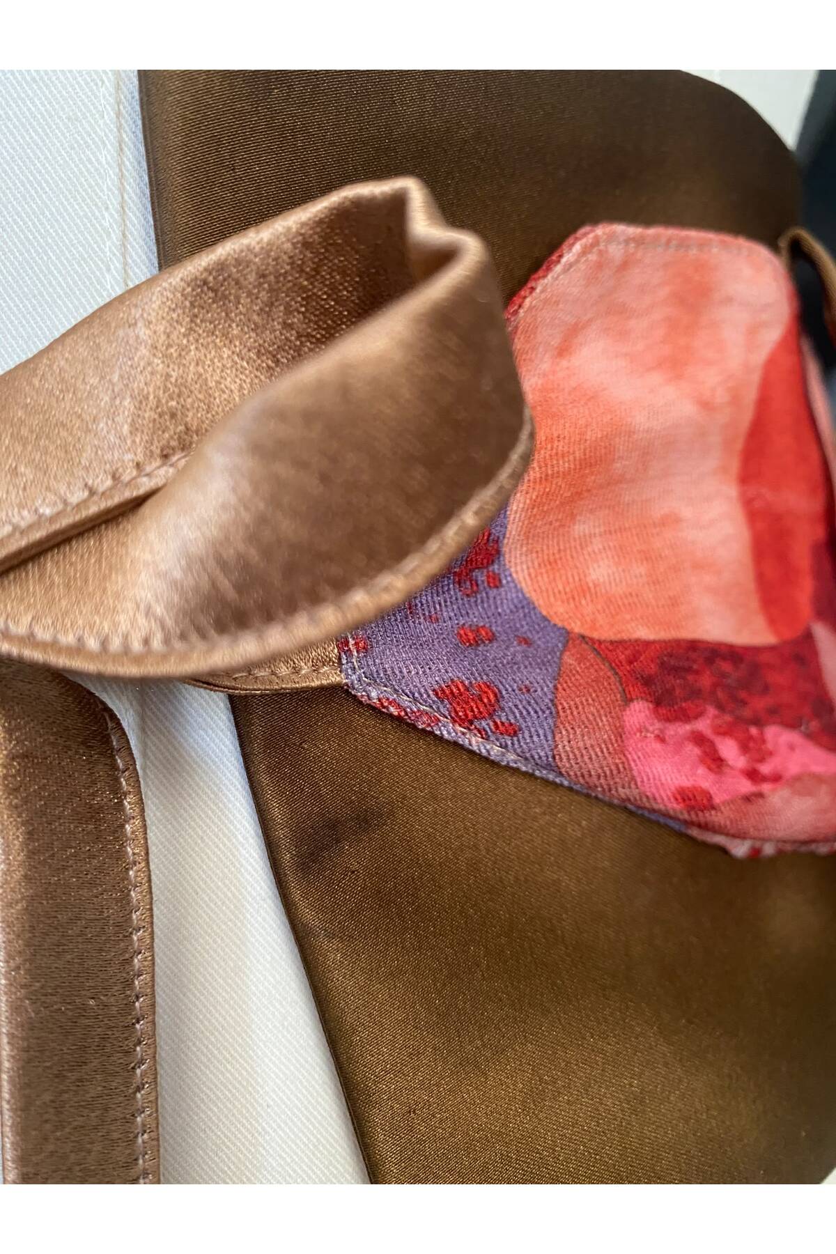 Özel Tasarım İki Parça Saten-Denim-Şifon Kuşak Kemer Obi Belt - Özel Üretim · Görünüm 4