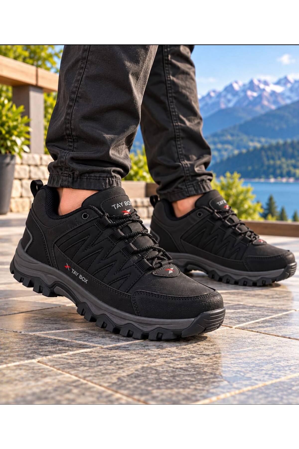 STEPİNTO Erkek Siyah siyah Outdoor Bot Garantili Suya Dayanıklı Kışlık Trekking Ayakkabısı