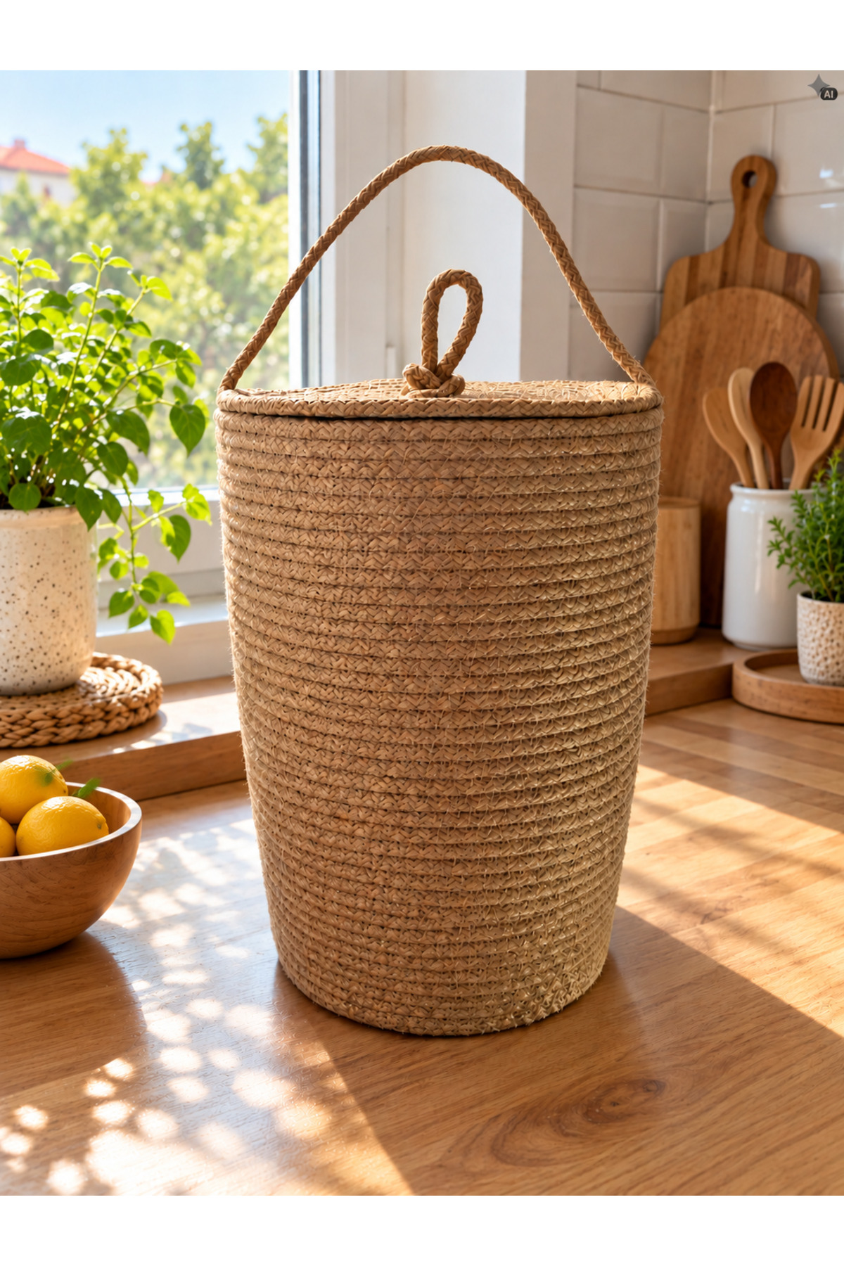 ÖRGÜM Poşetlik Hasır Renk Dekoratif Poşet Düzenleyici 30x22 Cm ( 1 Adet Ve Görseldeki Ürün Gönderilir )