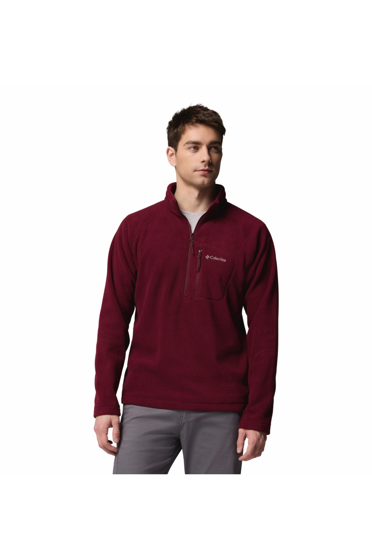 Columbia کلمبیا Fast Trek III Half Zip Fleece Erkek Polar Üst — زرشکی 1553511624
