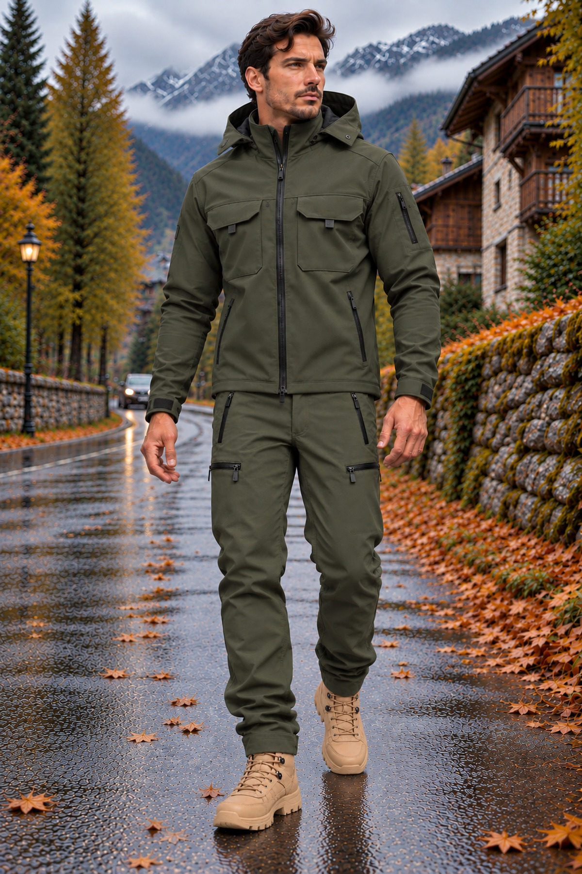 شلوار مردانه Softshell Cargo، آستر پشمی، ضد آب و باد، شلوار ضخیم زمستانی — خاکی TYC4201525FA3D866A494EC00 — تصویر 6 از 6