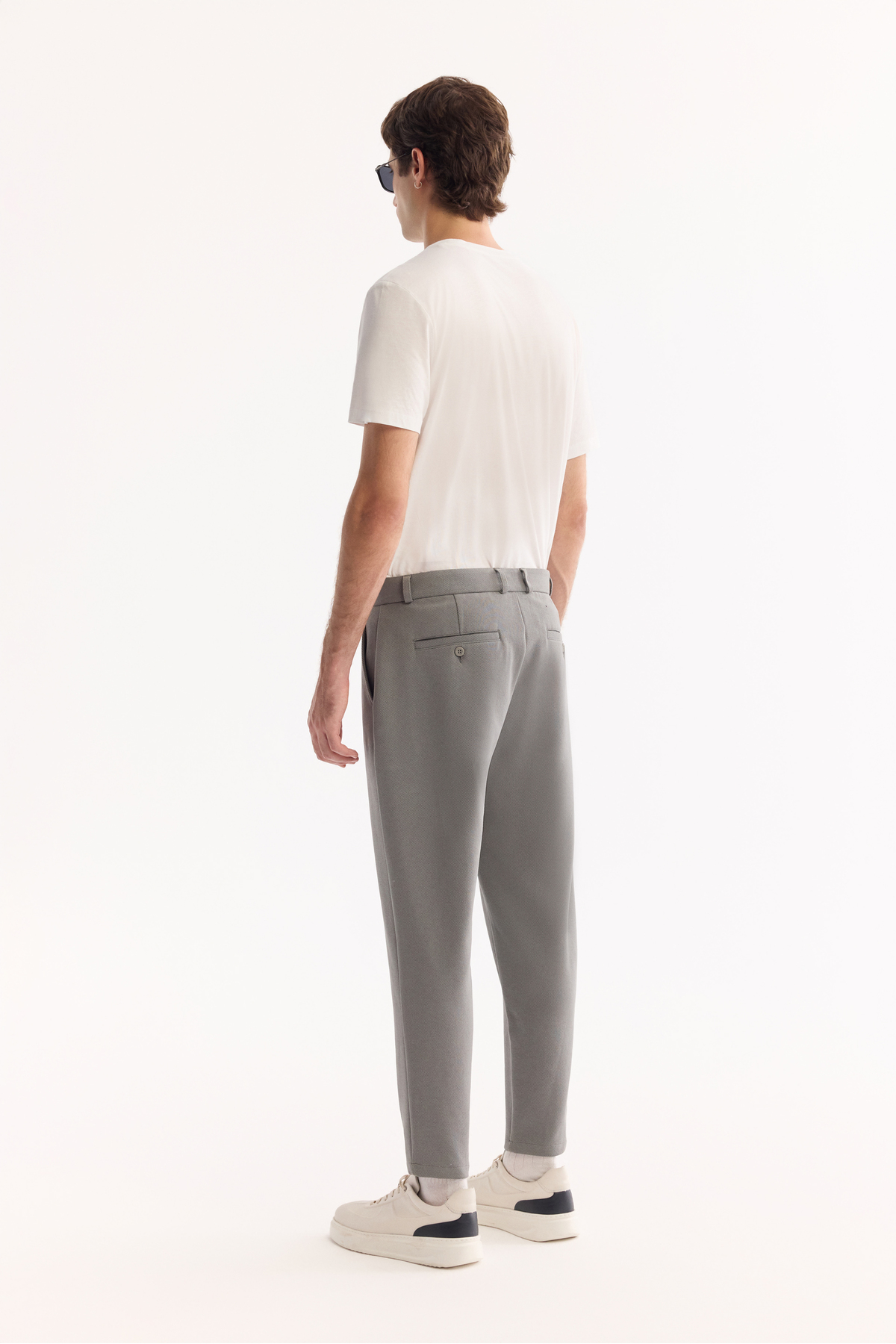 Erkek Gri-Yeşil Klasik Bel Pamuklu Carrot Fit Pantolon A52Y3061 — خاکستری — تصویر 4 از 7