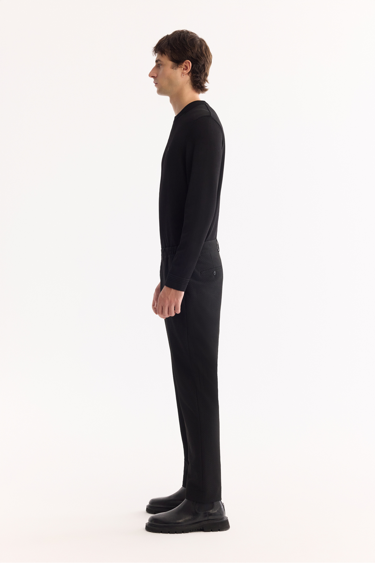 Erkek Siyah Yani Lastikli Bi-Stretch Hafif Slim Fit Pantolon A52Y3213 — مشکی — تصویر 6 از 7