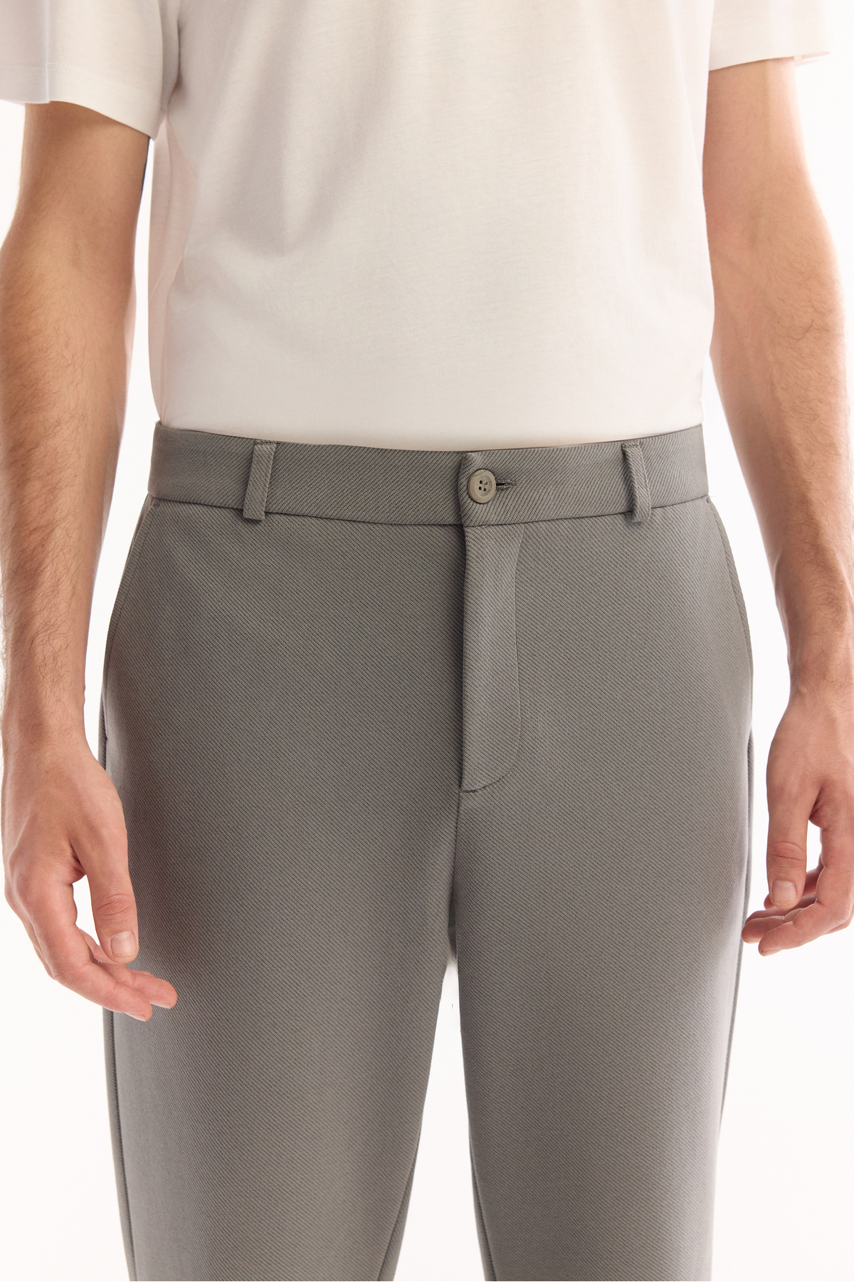 Erkek Gri-Yeşil Klasik Bel Pamuklu Carrot Fit Pantolon A52Y3061 — خاکستری — تصویر 5 از 7