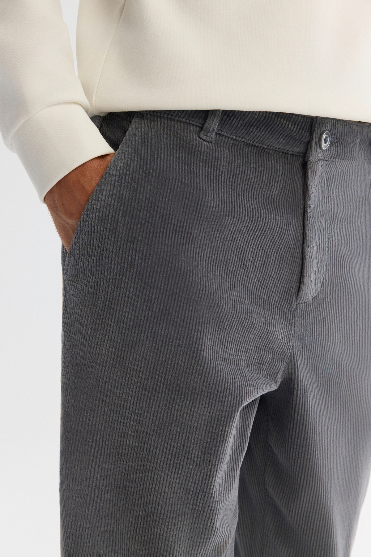 Erkek Petrol Mavi Klasik Bel Kalın Fitilli Kadife Chino Relaxed Fit Pantolon A42Y3017 — آبی — تصویر 5 از 5