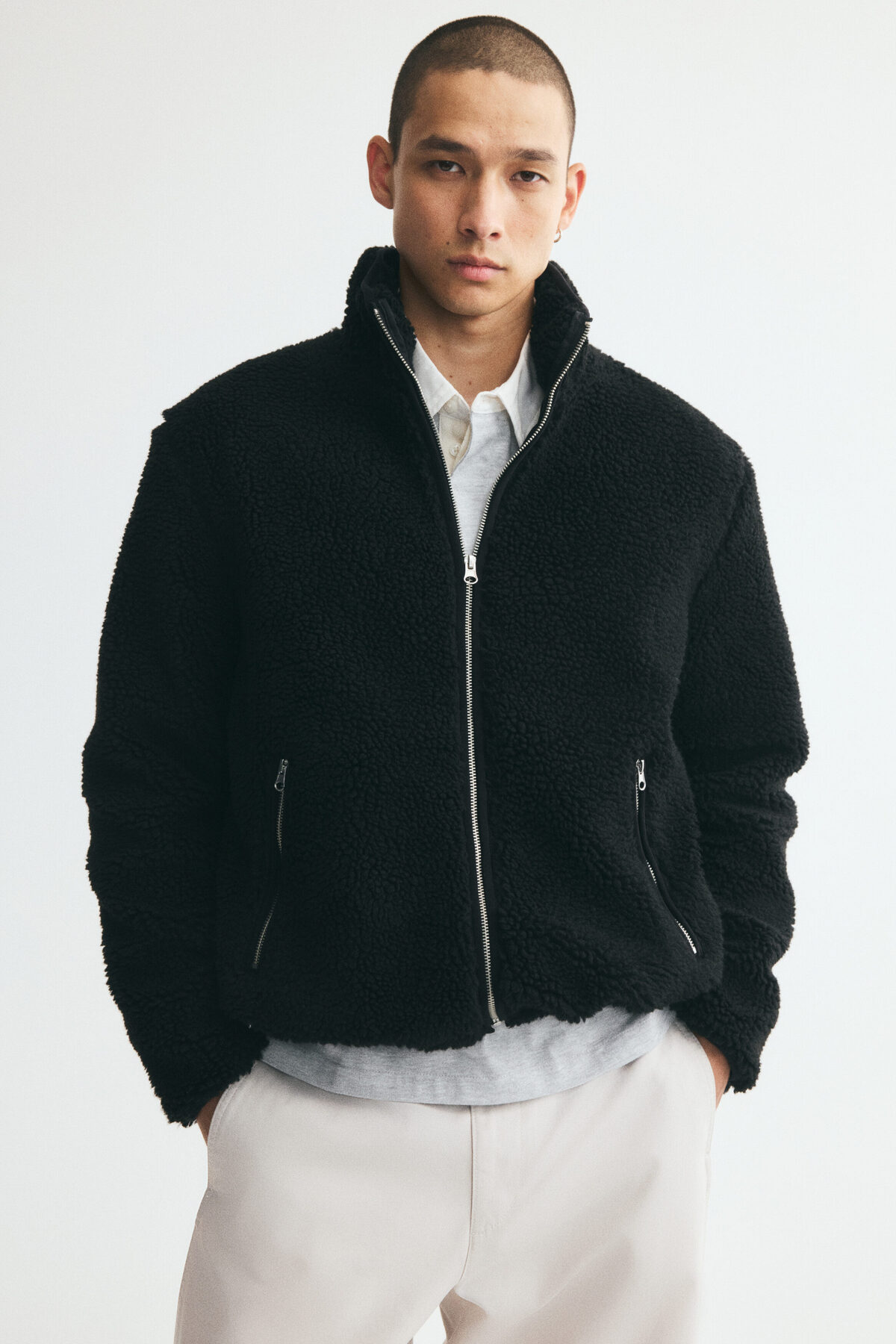 1_org_zoom ژاکت H&M اچ اند ام مخمل دار زیپ دار اورجینال - تصویر 1