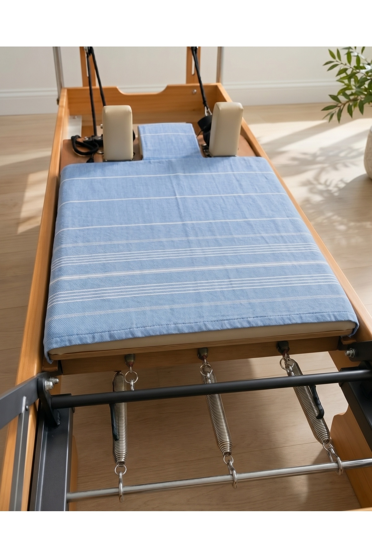 Cotton Reformer Pilates Towel with Elastic Loops · View 3
