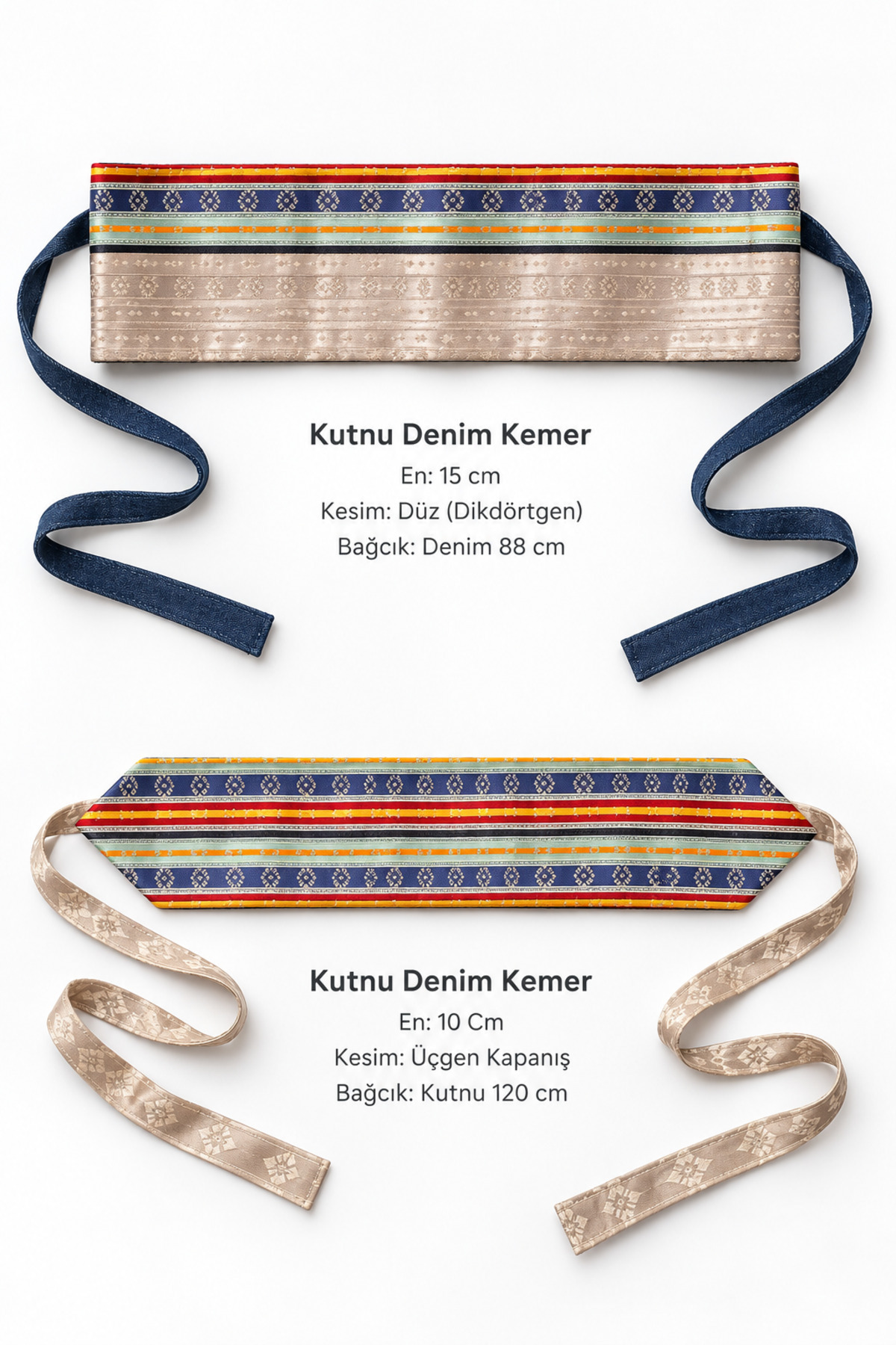 Reversible Kutnu and Denim Obi Belt, 10 cm · View 5