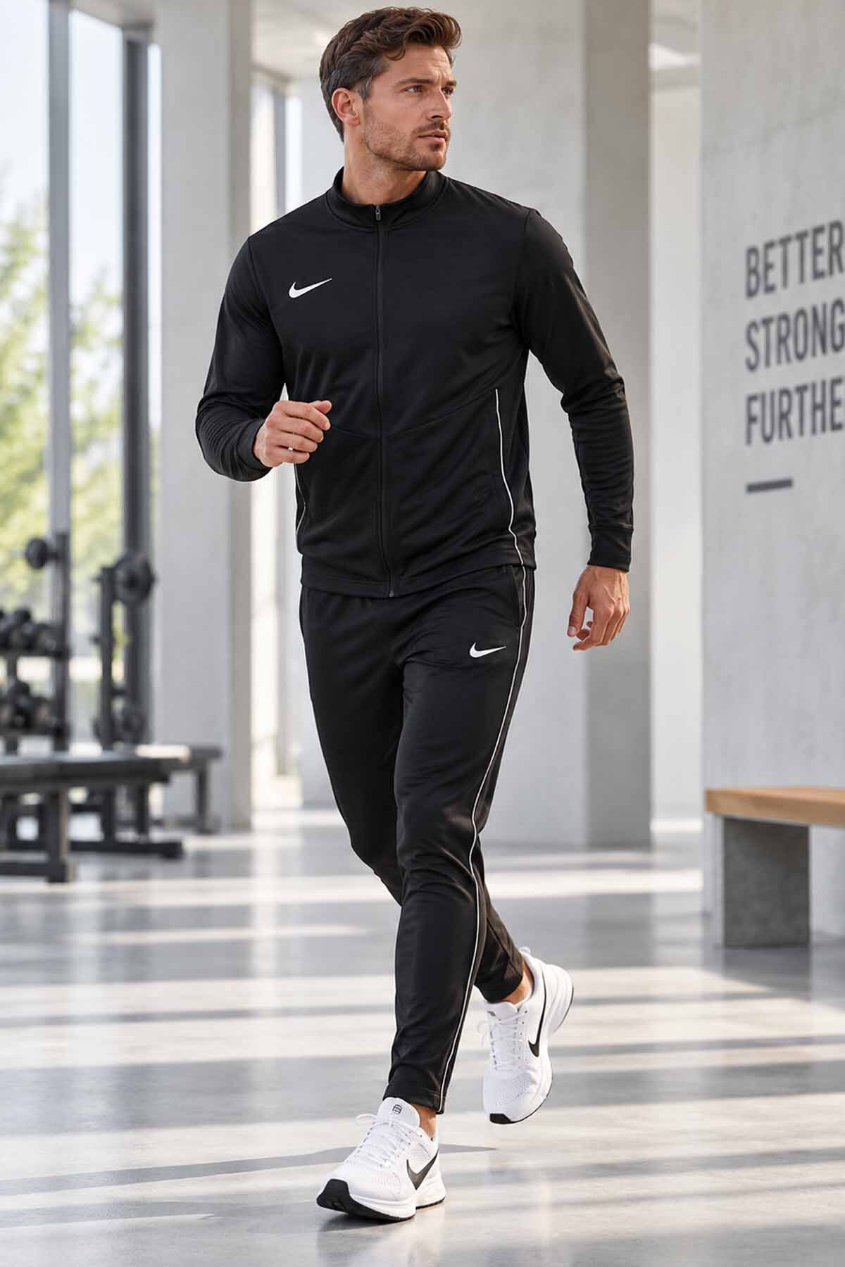 Erkek Siyah Dri-FIT Günlük-Antrenman Eşofman Takımı - Slim Fit — مشکی NK1979 — تصویر 5 از 7