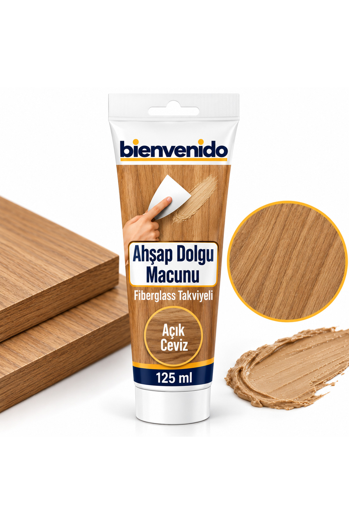 Ahşap Parke Tamir Macunu AÇIK CEVİZ Mobilya Masa Dolgu Çatlak Çizik Giderici 125 ML