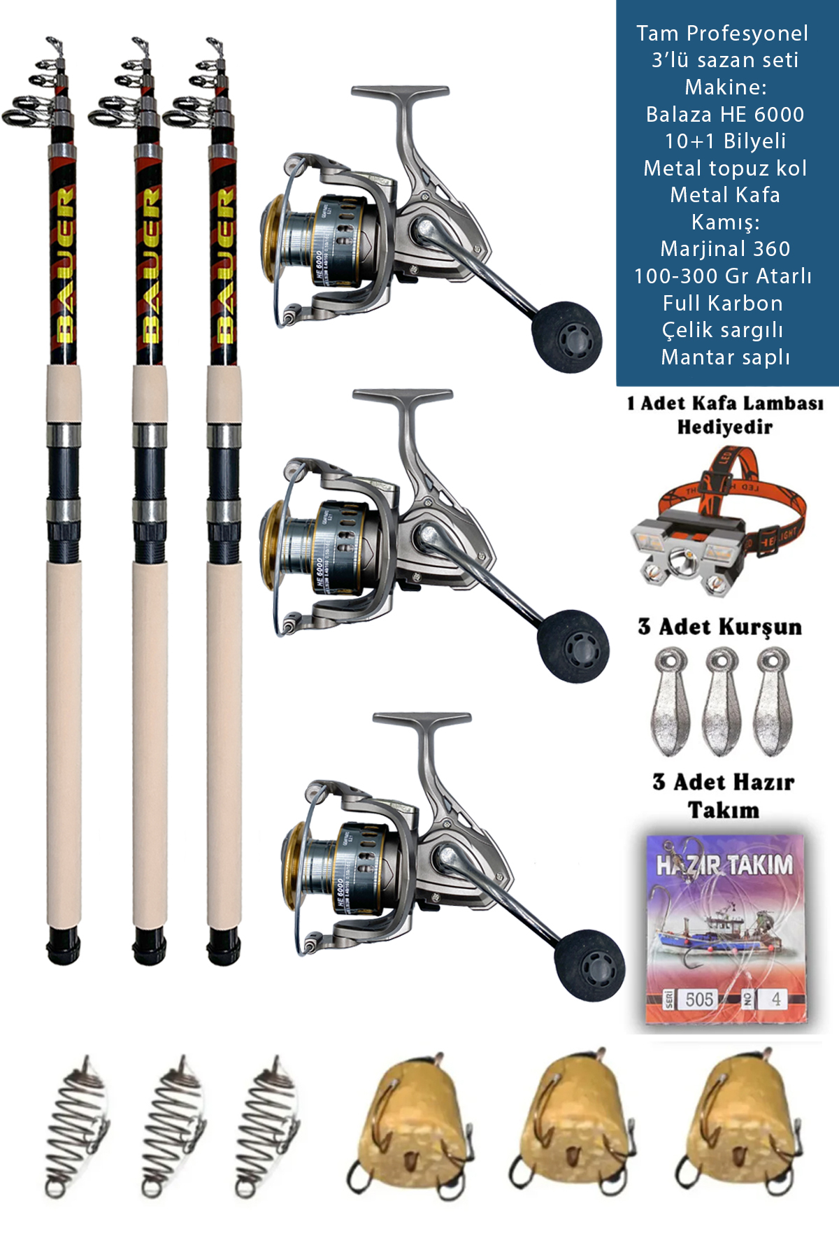 ALASTOR Profesyonel Sazan Olta Seti Ultra Pro 3'Lü Set 100-300