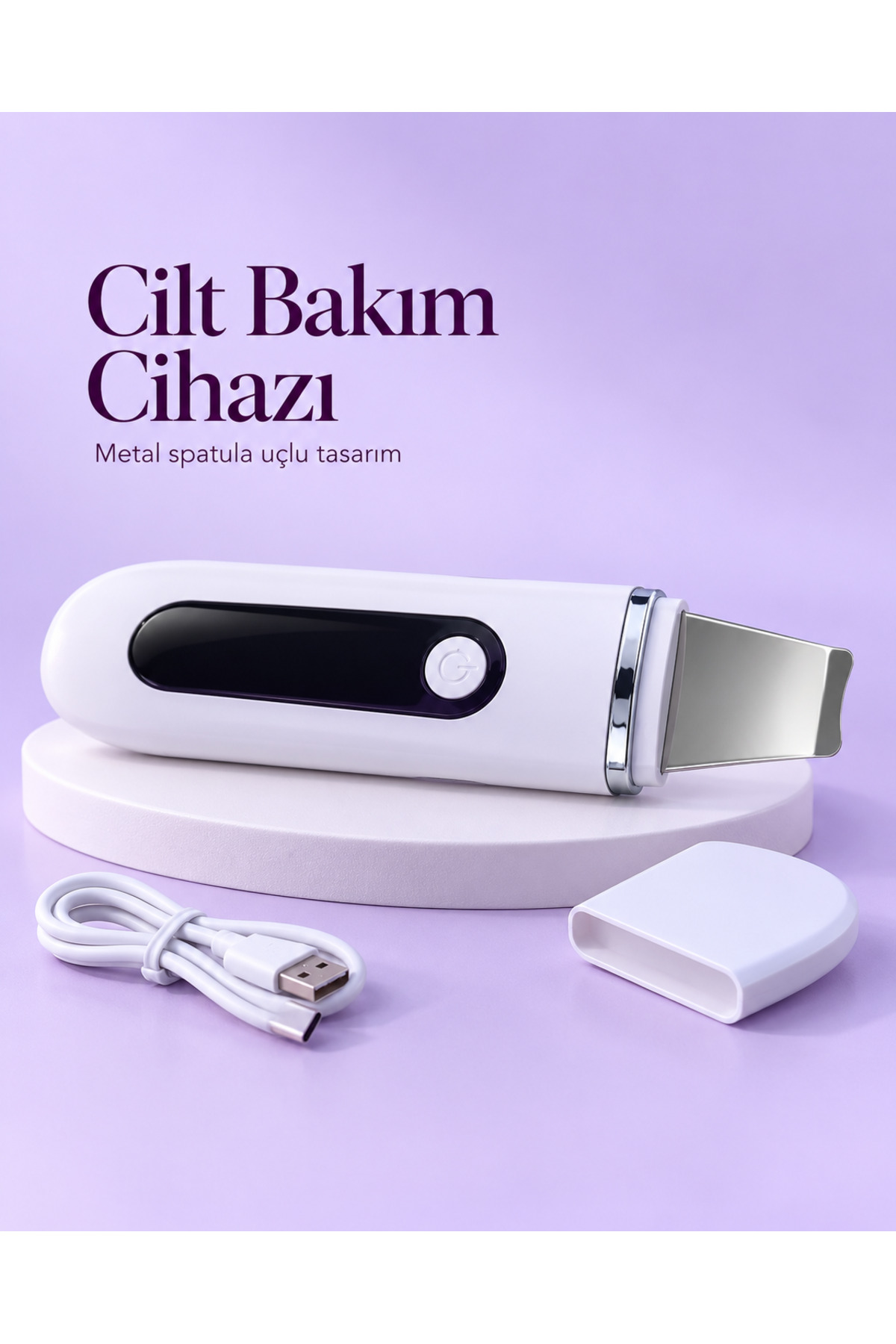 Laraheiser YENİ USB Şarjlı Metal Spatula Uçlu Beyaz Yüz ve Cilt Bakım Cihazı TREND — Ahb13-1