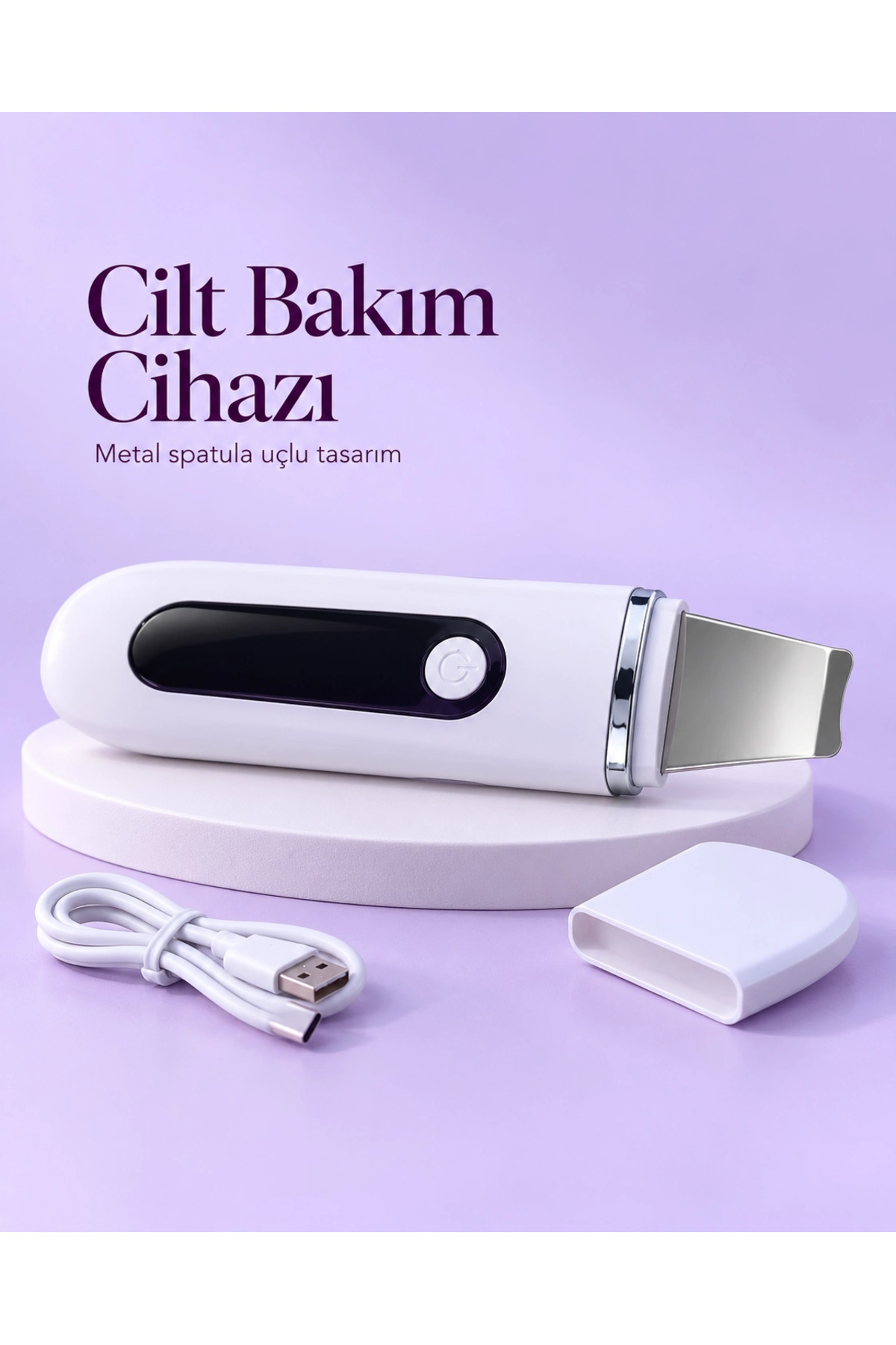 USB Şarjlı Metal Spatula Uçlu Beyaz Yüz ve Cilt Bakım Cihazı — ETRETR7-Ahb13-1TİC