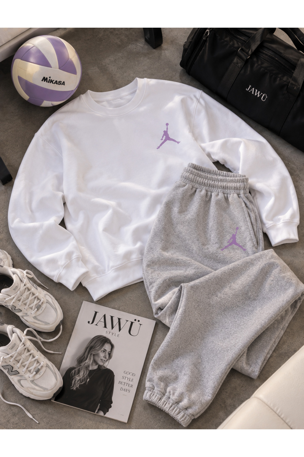 JAWÜ FASHION BASKET Šifonirana pamučna velika flis trenerka Premium SET