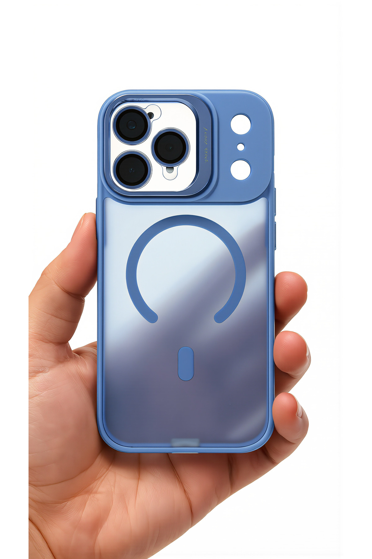 iPhone 18 Pro Max Uyumlu Kılıf Mat Magsafe Kamera Lens Korumalı Metal Kamera Standlı Transparan Silikon Arka Kapak