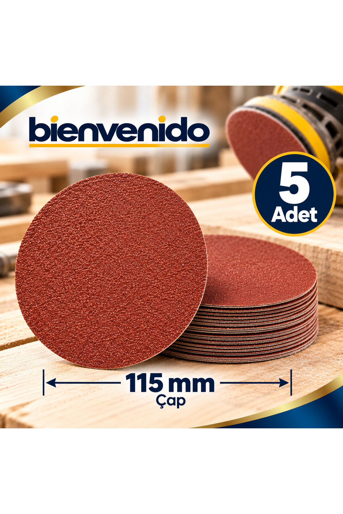 5 Adet Cırt Zımpara Spiral Avuç Taşlama 115 Mm (40 Kum)