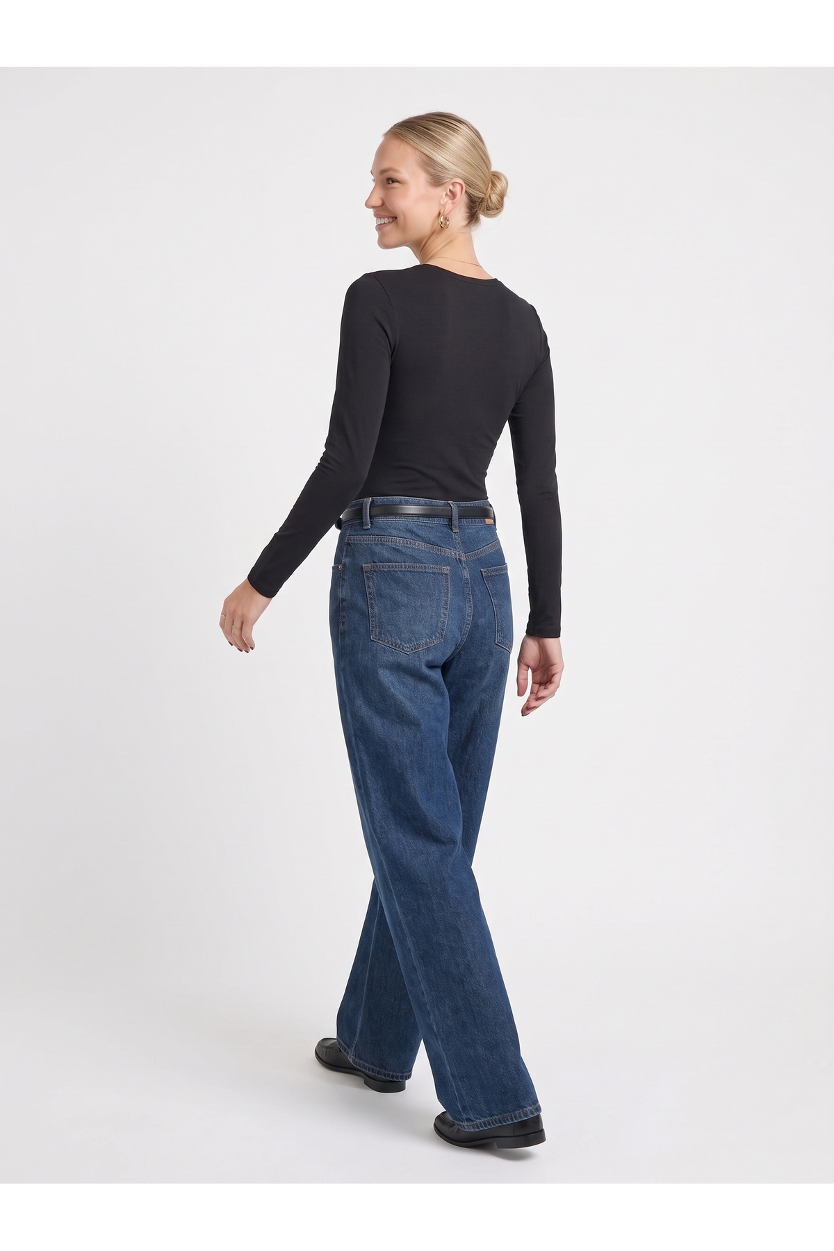Kadın Uzun Kollu Bisiklet Yaka Slim Fit Esnek Body - Siyah 5