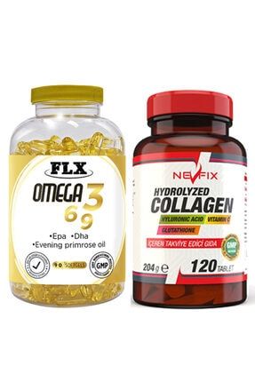 Omega 3-6-9 Balık Yağı 90 Softgel & Nevfix Collagen Glutation Hyaluronic Vitamin C 120 Tablet 510265760