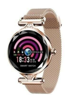 H1 Smartwatch Bayan Akıllı Saat Adım Nabız Ölçer Iphone Android Uyumlu Pembe Rose Gold TYC00242032421