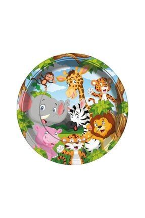 Safari Karakter Temalı Tabak 8 Adet Orman Hayvanları Doğum Günü Parti Konsepti Lisanslı Ürün 23 cm HZRSAFARITABAK