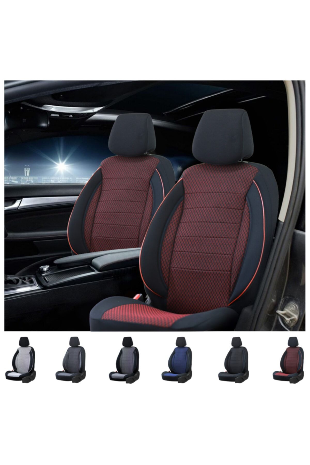 pamuklu Peugeot 206 Series Ultra Luxury Car Seat Cover Red black