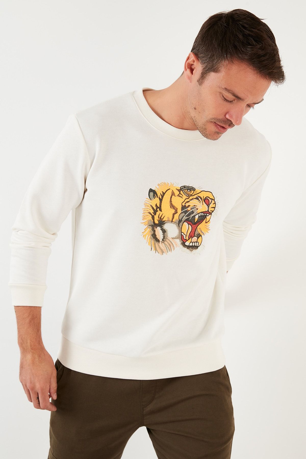 Sweat Slim Fit Sweat Sweat مردانه یقه نخی چاپ شده 5905202 Buratti