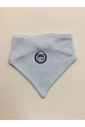 Unisex Bebek Pamuklu Mavi Çizgili Çıtçıtlı Önlük Fular 0-3 Aylık 002-FULAR