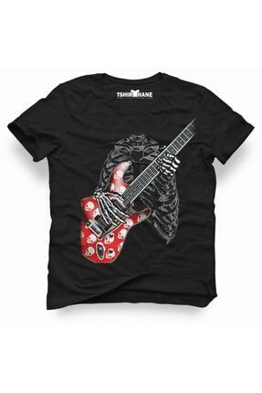 Gitar Rock Metal Müzik Baskılı Erkek Dar Kesim Slim Fit T-shirt ESSTK20210021ERKTS