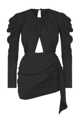 Siyah Üçgen Dekolte Detaylı ''monica'' Elbise SA21032