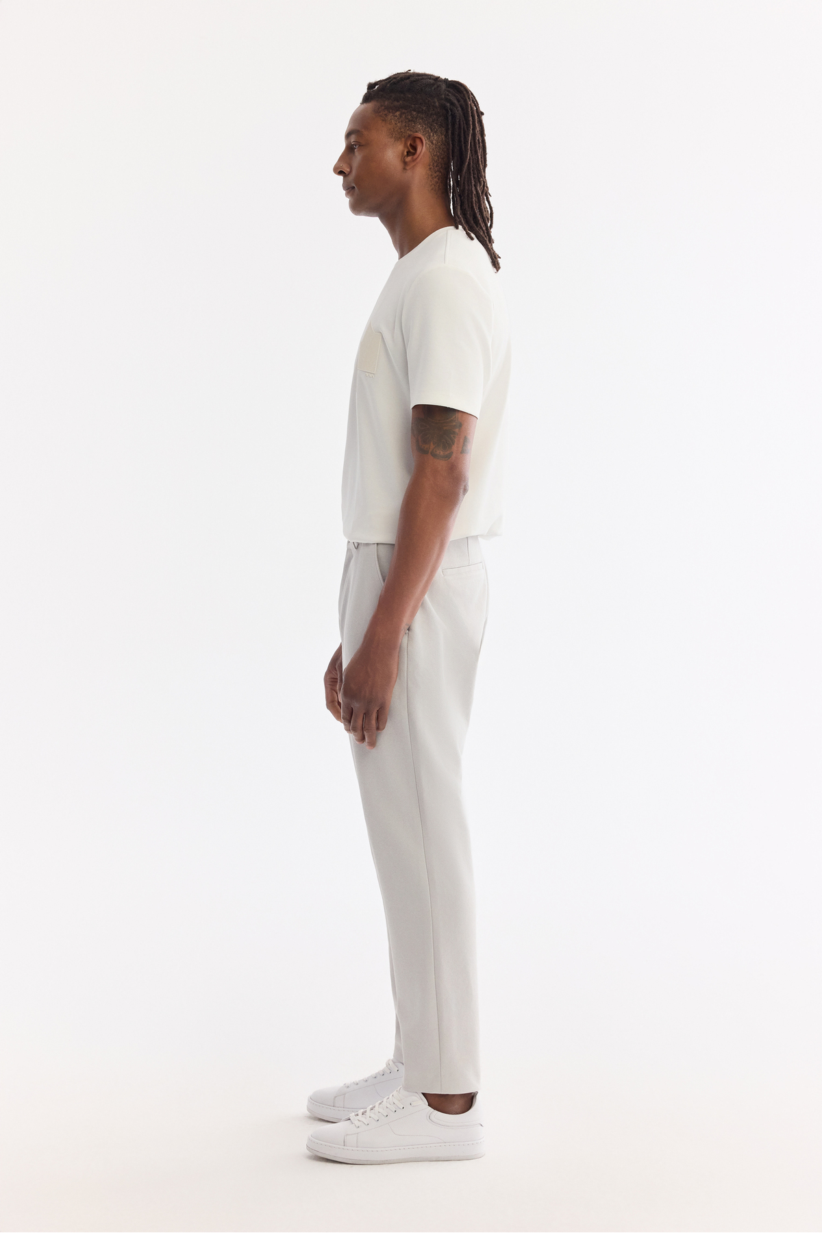Erkek Açık Gri Klasik Bel Pamuklu Elastan Relaxed Fit Chino Pantolon A61Y3013 — خاکستری — تصویر 3 از 8