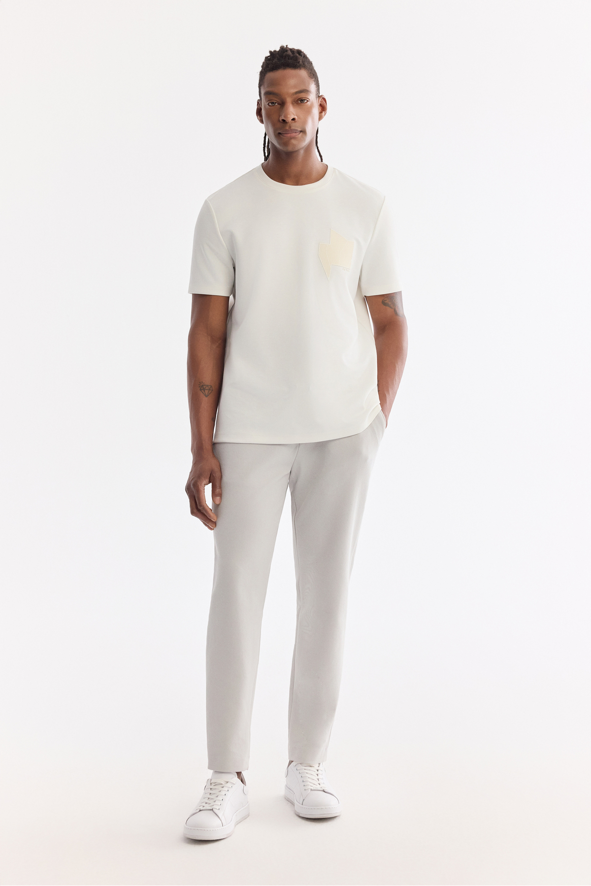 Erkek Açık Gri Klasik Bel Pamuklu Elastan Relaxed Fit Chino Pantolon A61Y3013 — خاکستری — تصویر 7 از 8