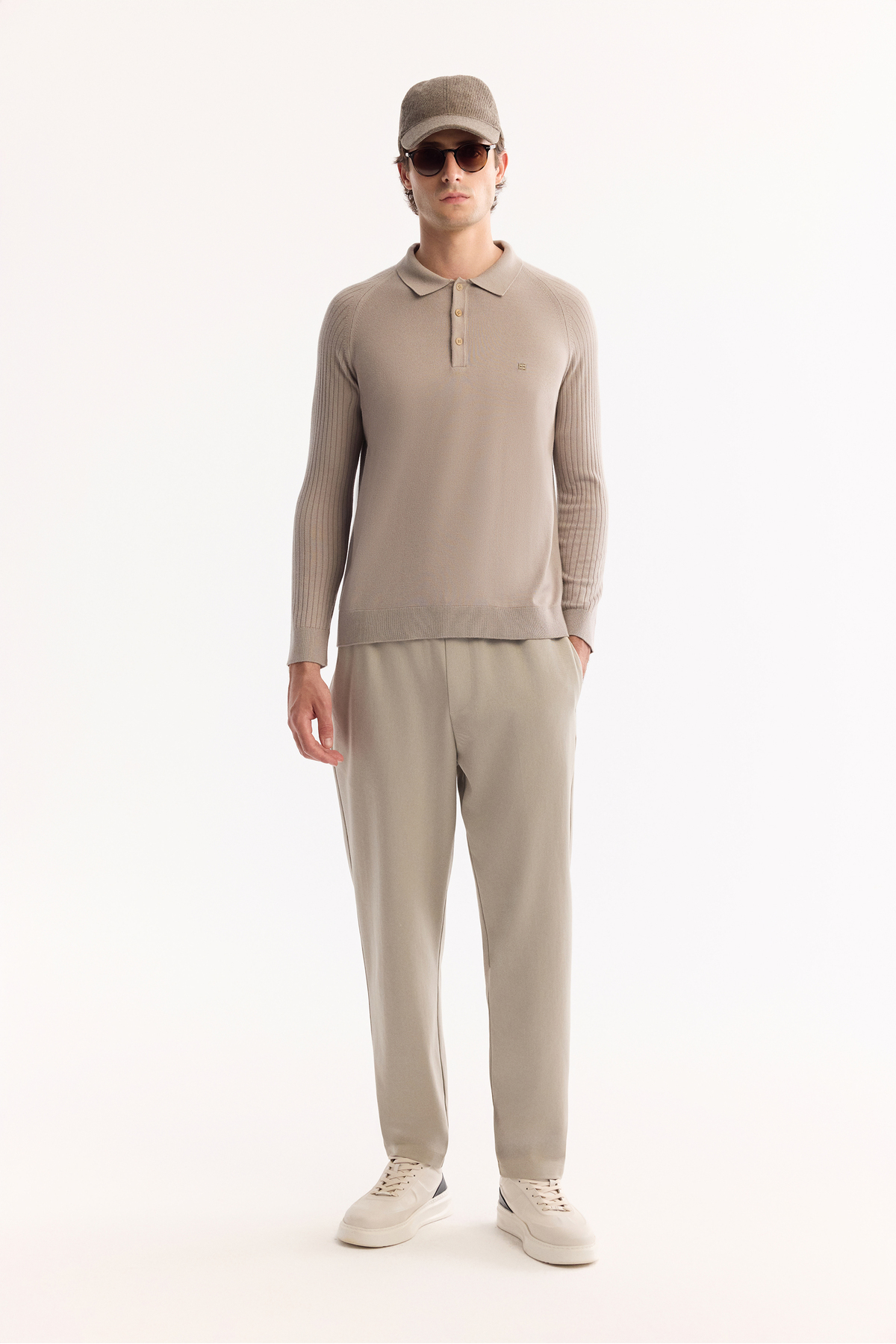 Erkek Vizon Polo Yaka Düğmeli Soft Touch Dokulu Triko Regular Fit Kazak A52Y5030 — بژ — تصویر 7 از 8