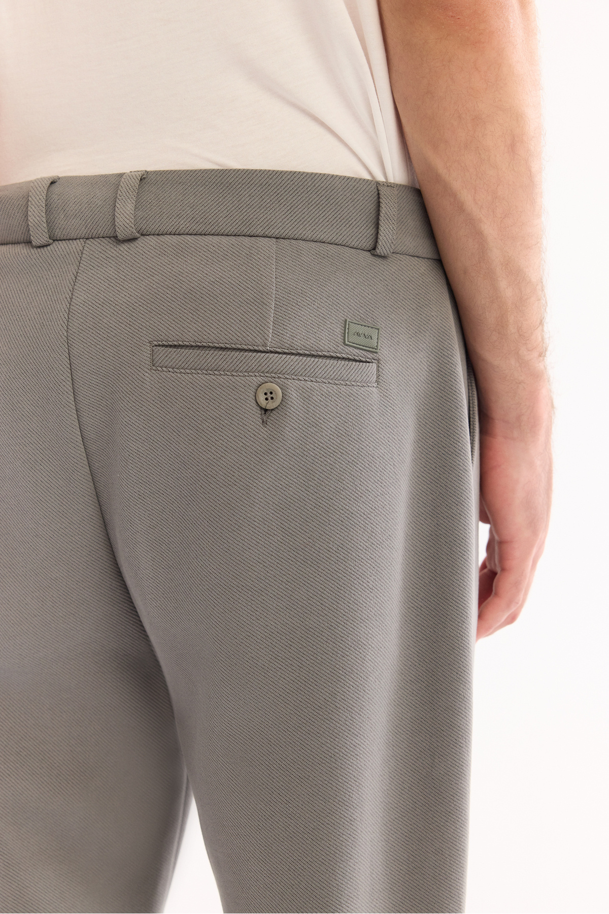 Erkek Gri-Yeşil Klasik Bel Pamuklu Carrot Fit Pantolon A52Y3061 — خاکستری — تصویر 6 از 7