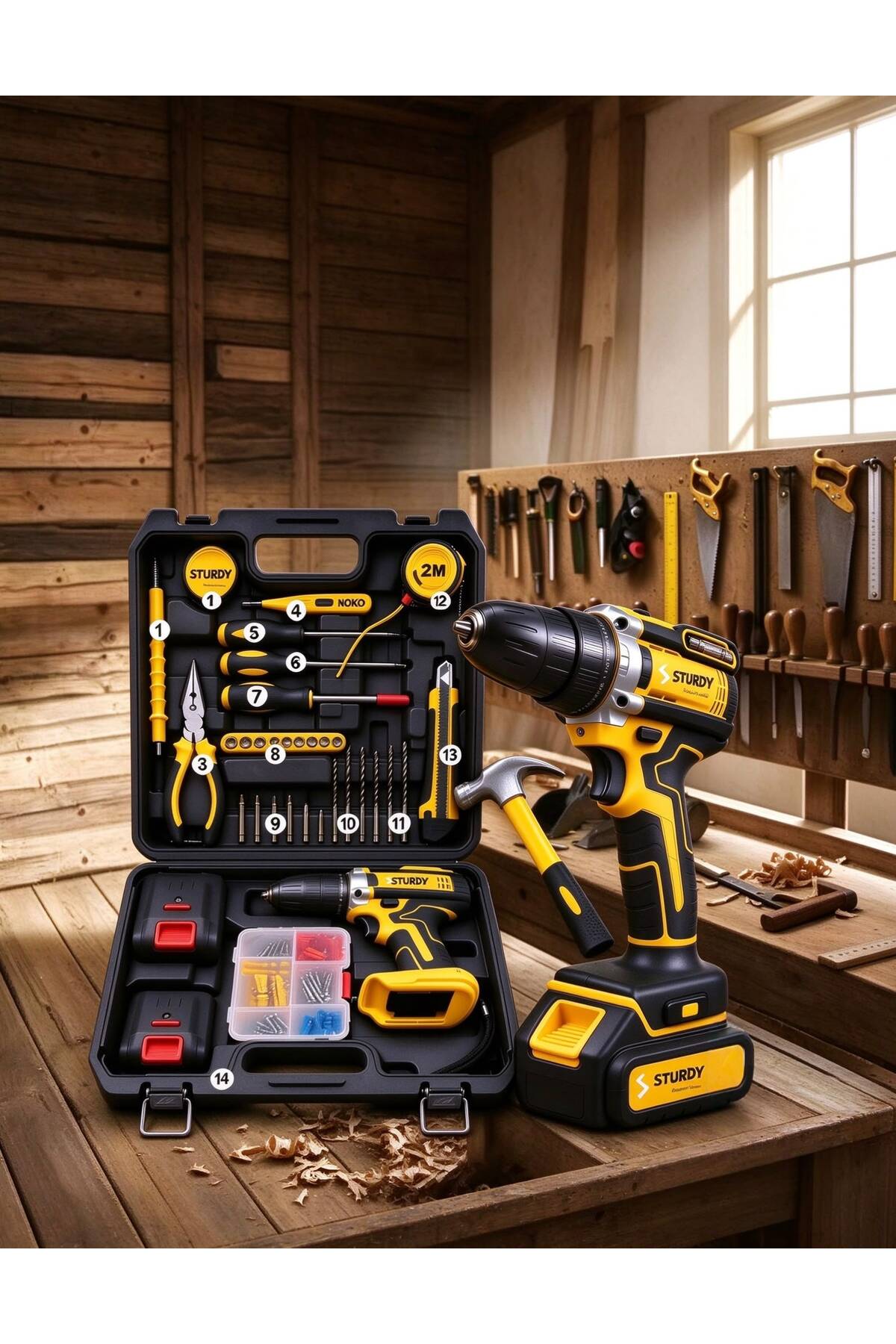 Sturdy 100 Parça Set Matkap 256 Vf 1,2ah Darbeli Lion-çift Akülü