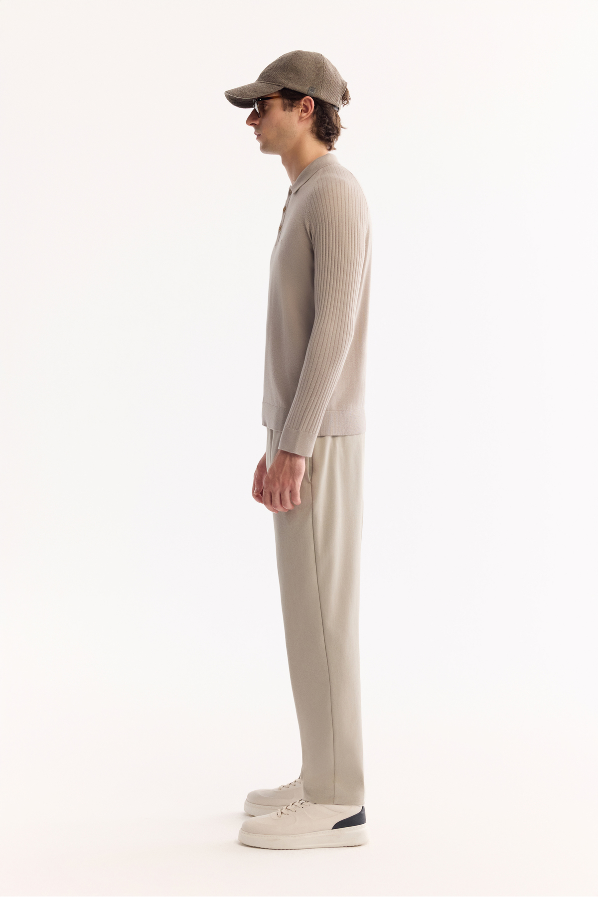 Erkek Vizon Polo Yaka Düğmeli Soft Touch Dokulu Triko Regular Fit Kazak A52Y5030 — بژ — تصویر 5 از 8