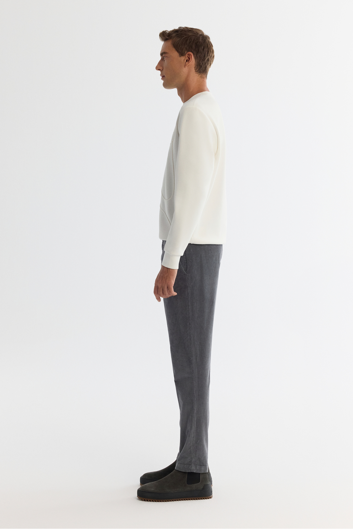 Erkek Petrol Mavi Klasik Bel Kalın Fitilli Kadife Chino Relaxed Fit Pantolon A42Y3017 — آبی — تصویر 3 از 5