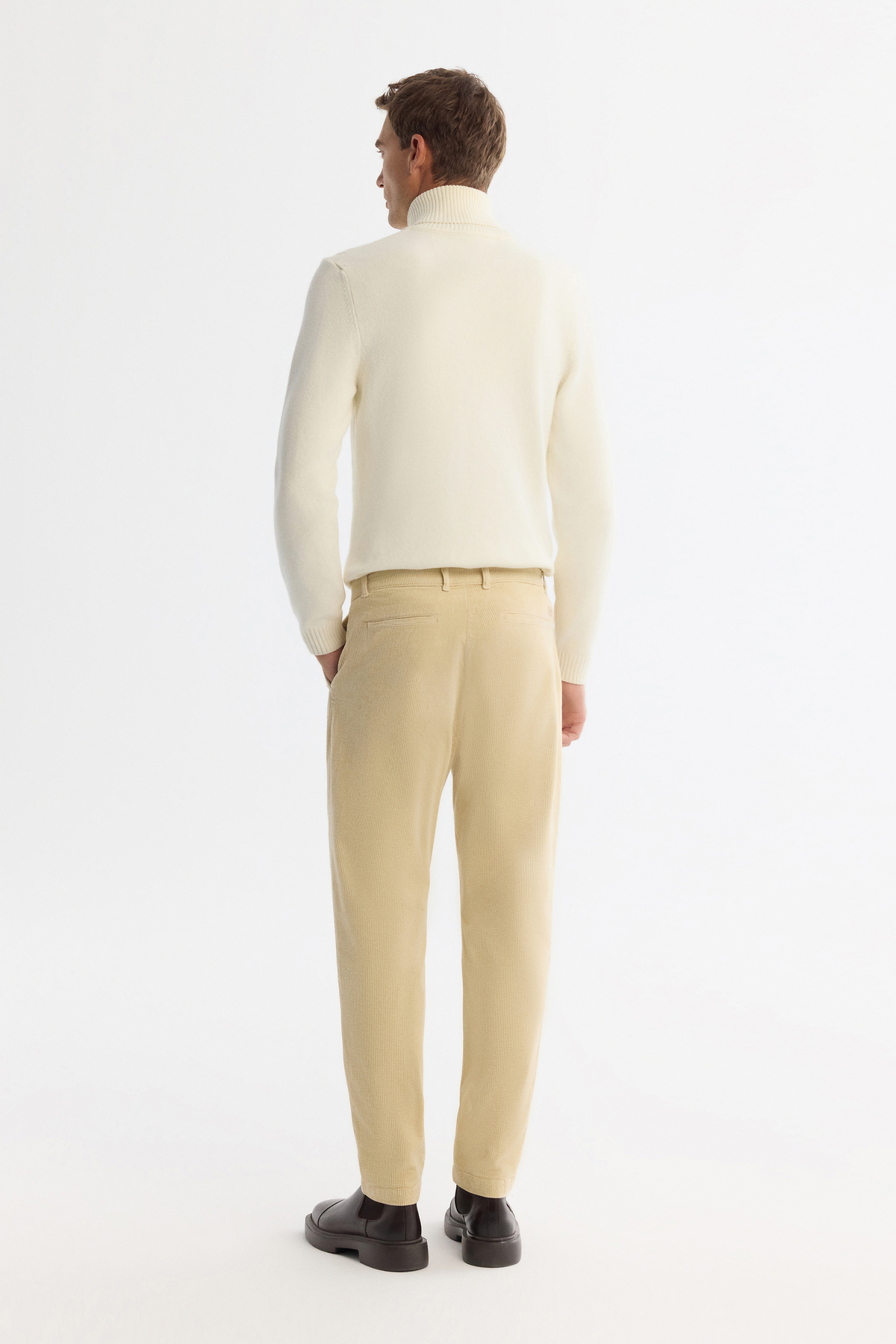 Erkek Bej Klasik Bel Kalın Fitilli Kadife Chino Relaxed Fit Pantolon A42Y3017 — بژ — تصویر 4 از 7