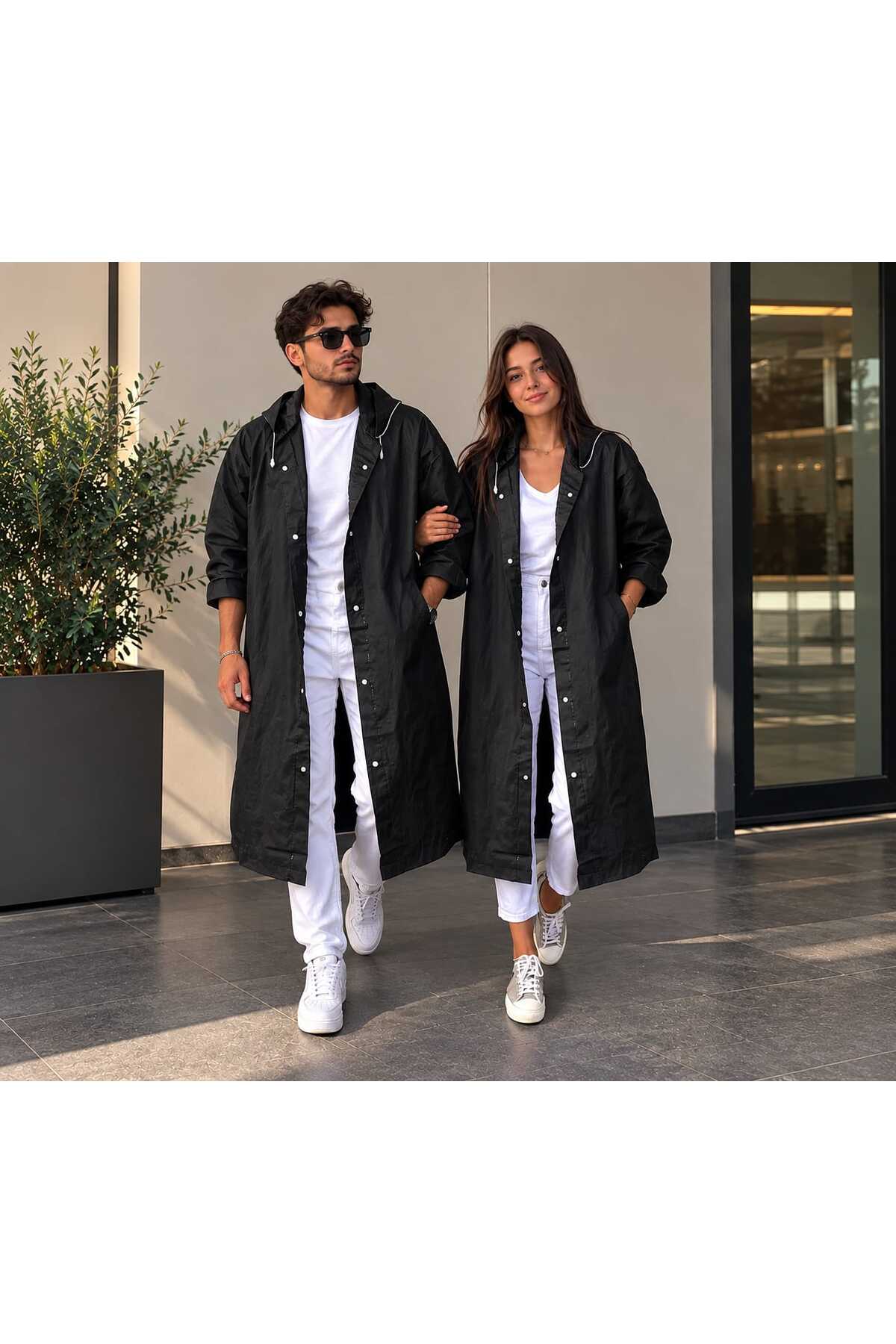 Siyah Unisex Eva Kumaş Su Rüzgar Geçirmez Yağmurluk — مشکی 003856
