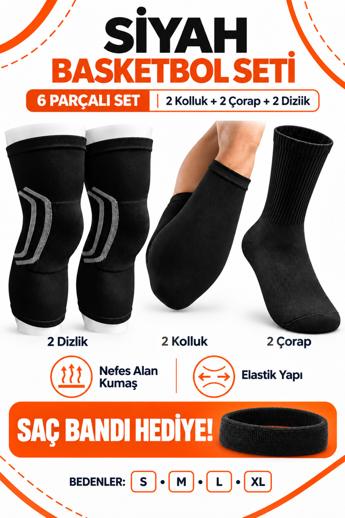 BASKETBOL SETİ , BASKETBOL KOLLUĞU BASKETBOL ÇORABI BASKETBOL KOLLUĞU küçük fotoğraf 2