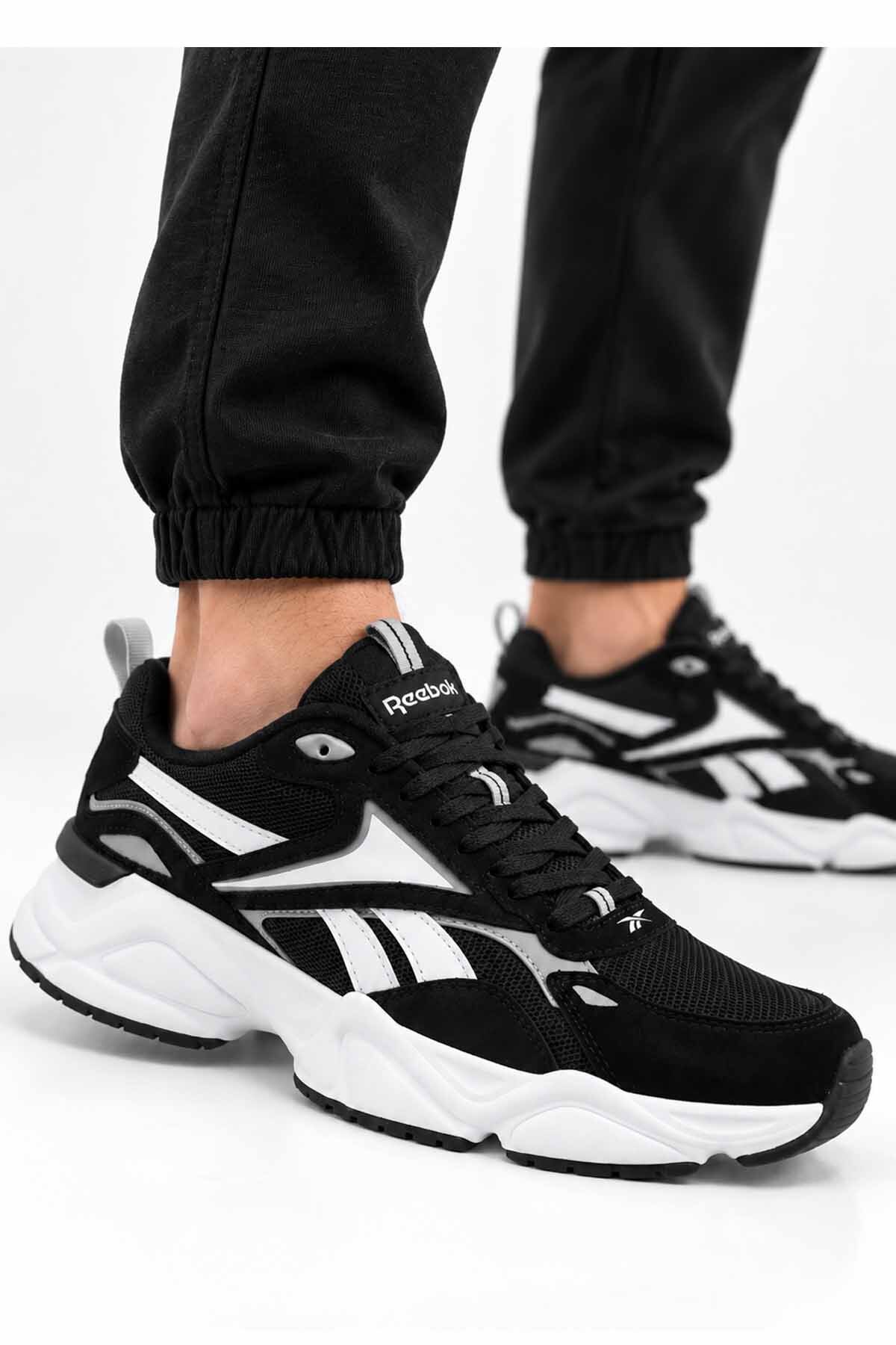 Charge Run Erkek Siyah Beyaz Sneaker Bağcıklı Günlük Spor Ayakkabı — مشکی 102203529Siyah-C1 — تصویر 2 از 8