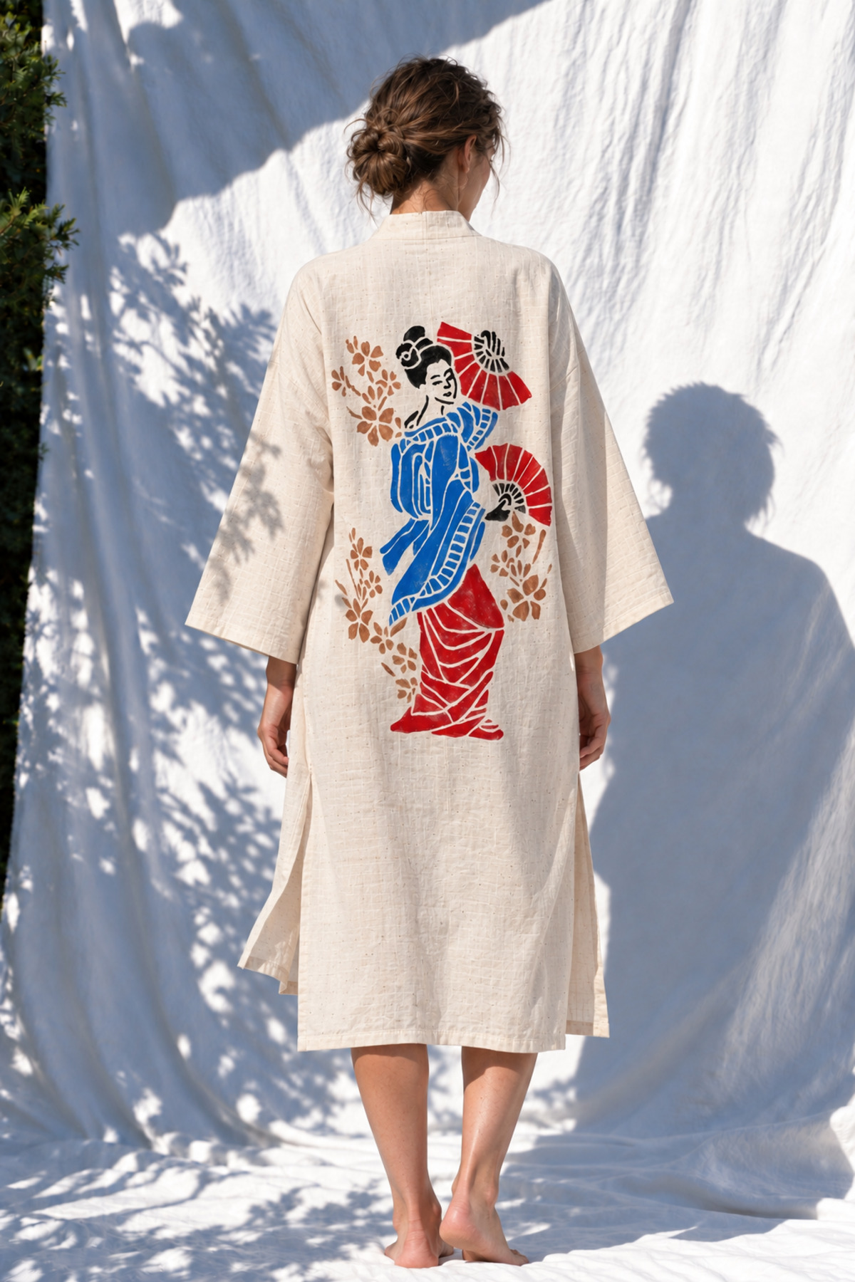 İNCE KETEN GEYŞA BOHEM KAFTAN KİMONO - SINIRLI ÜRETİM (YALNIZCA İKİ ADET)