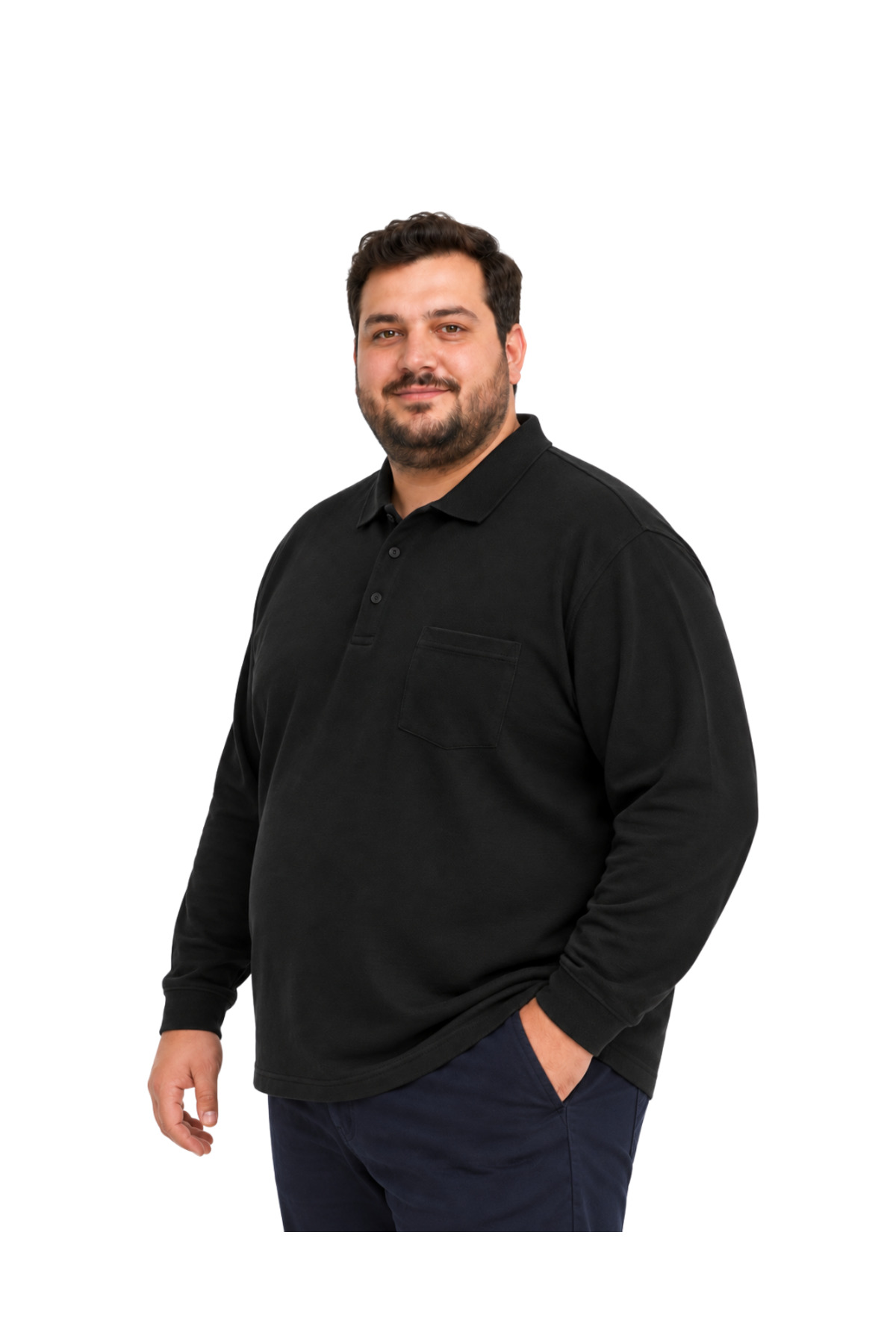 تی‌شرت پولو یقه دار مردانه بزرگ سایز مشکی از 3XL تا 8XL