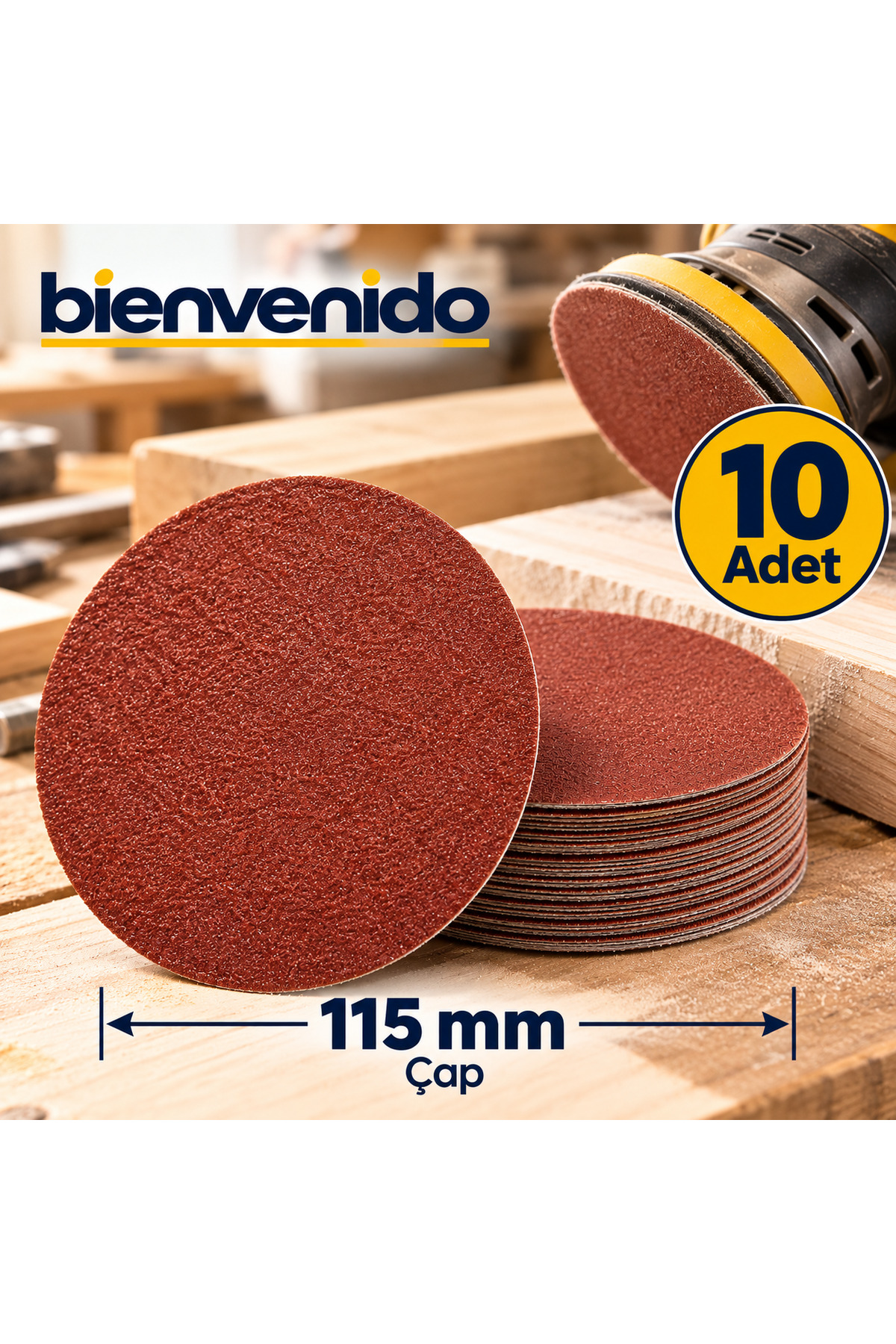 10 Adet Cırt Zımpara Spiral Avuç Taşlama 115 Mm (180 Kum)