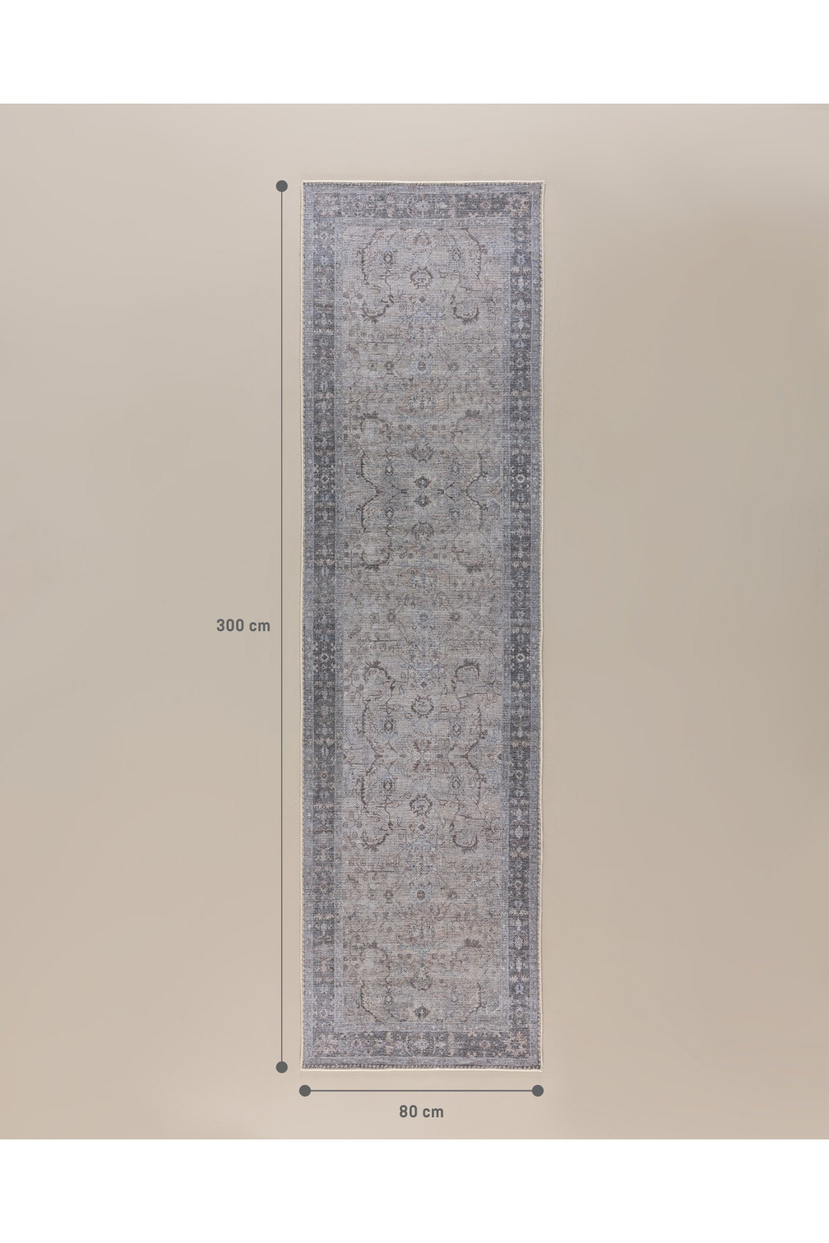 فرش سولن مدالا - خاکستری/کرمی - 80x300 سانتیمتر