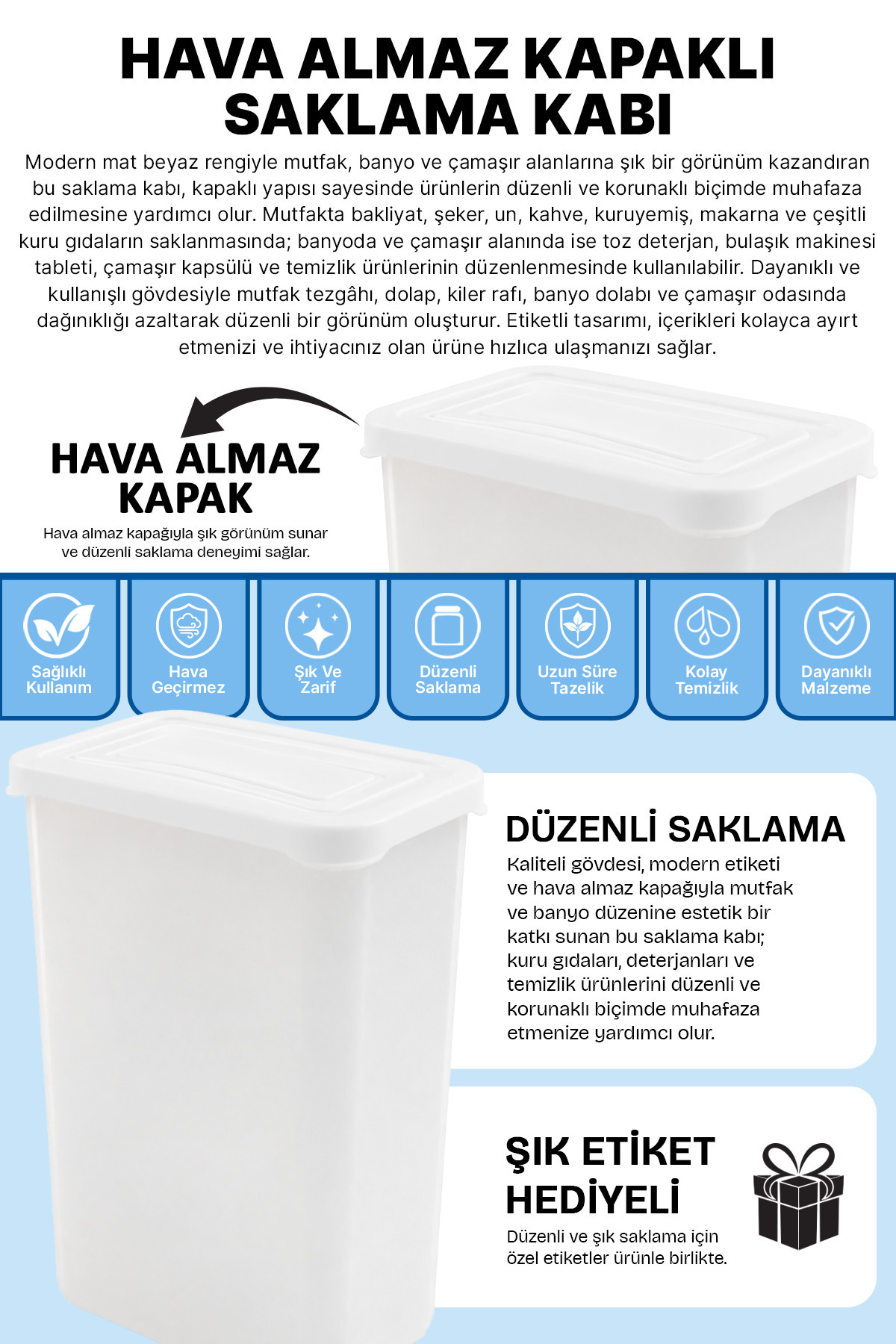 naturelove 2'Li Standlı 3'lt Toz Deterjan Kutusu Saklama Kabı