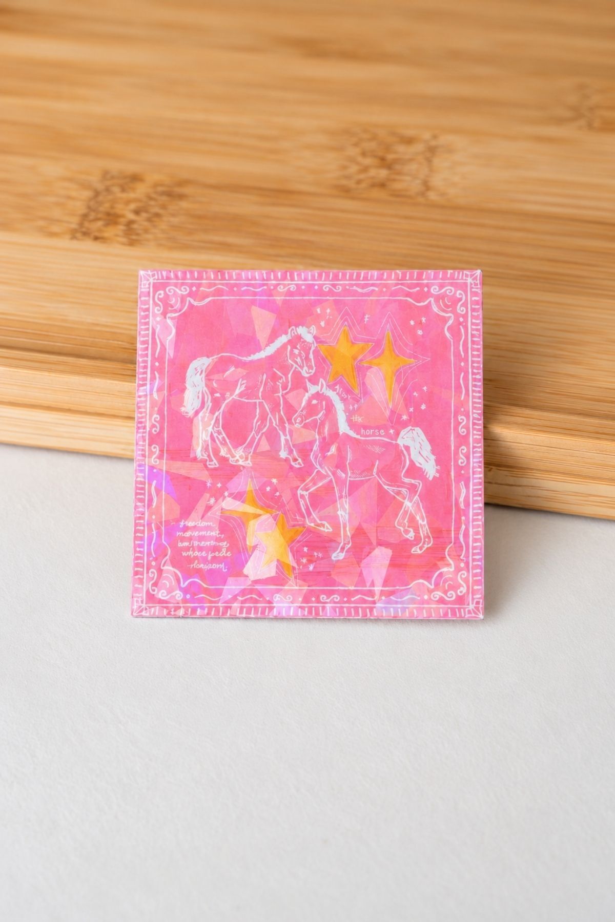 Hologram Efektli Laminasyonlu Tekli Sticker, At Çizimi Etiket, Çok Amaçlı, Su Geçirmez ve Çizilmeye Dayanıklı Sticker,