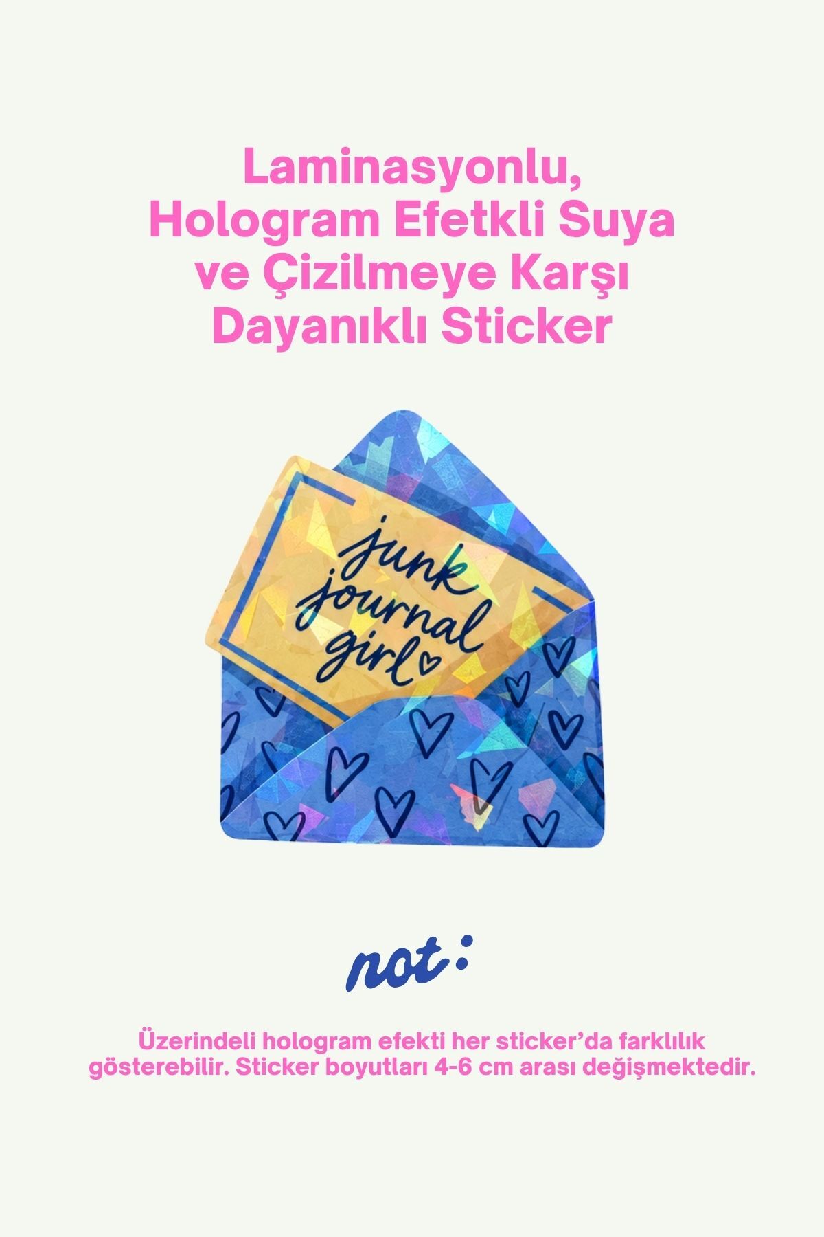 Hologram Efektli Laminasyonlu Tekli Sticker, Mektup Motifli Etiket, Çok Amaçlı, Su Geçirmez ve Çizilmeye Dayanıklı Sticker